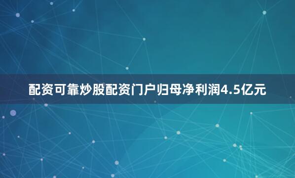 配资可靠炒股配资门户归母净利润4.5亿元
